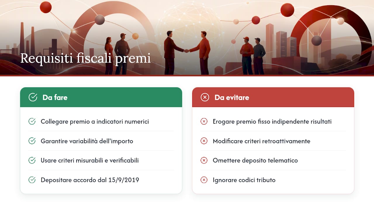 Regime fiscale dei premi di risultato: requisiti e riferimenti normativi — overview diagram